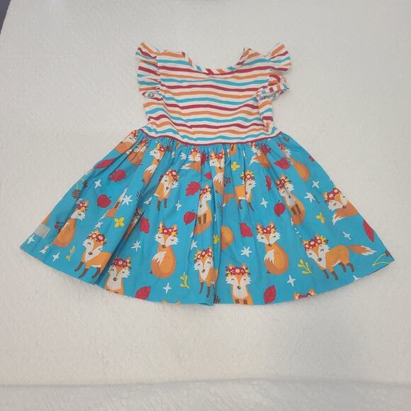 Eleanor Rose Falling leaves girls fall colors fox dress Size 7-8 - Picture 2 of 4